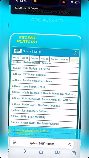 @splash98.5fm on Instagram: "🌊 Happy Thursday, Splash Fam! 🎶 We’re serving up non-stop vibes today with epic DJ mix shows, your favorite on-air hosts, exclusive interviews, and the Top 40 tracks taking over the charts! 💥 🎧 Tune in → www.Splash985fm.com 📱 Get the app on Apple & Android 💙 Follow, share, and spread the Splash love! Because remember… It’s all about the music! 🎵 #Splash985FM #RadioVibes #Top40Hits #DJMix #OnAirLive #ItsAllAboutTheMusic #thursdaymood"