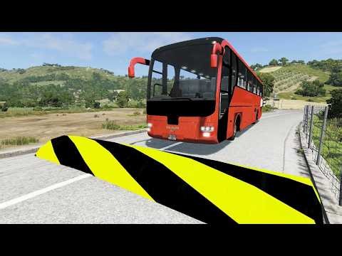 Trucks Cars Vs Speed bumps | Buses vs Massive Speed bumps – BeamNG.Drive #1