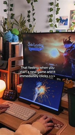 I love it when you start a new game and you immediately know you’re going to love it 🥹 What game did this for you? Thank you to the solo leveling devs for giving me a key for this game! {ad/gifted} • • • #sololeveling #cozysetup #pcgaming #pcsetup #desksetup