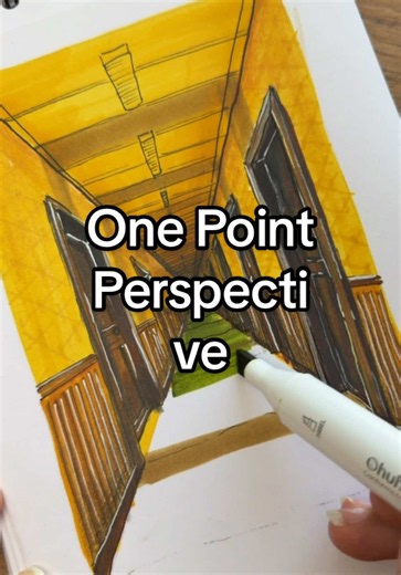Easy perspective with one vanishing point #perspective #artprocess #sketch #drawingtutorial #draw
