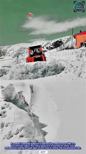 Precision & Power: Heavy Duty Dozer Pushing Deep Ice and Snow to Restore Vital Transportation Links