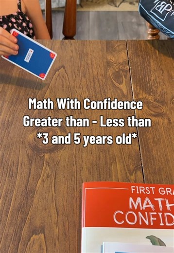 I really didn’t want to like this curriculum. Too many moving parts, manipulatives, games, etc. But wow am I glad we started it. My 3 year old is begging to do the lessons and games with my first grader. The girls are developing number sense at a shockingly fast rate. And they’re still only 3 and 5 years old!! This simple game of “war” is not only teaching them to compare quantities, but they’re developing math vocabulary by constantly using the terms “greater than less than”. Very pleased with 