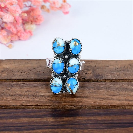 Ice Blue Turquoise Sterling Silver Ring – Handmade Oxidized Jewelry - Etsy