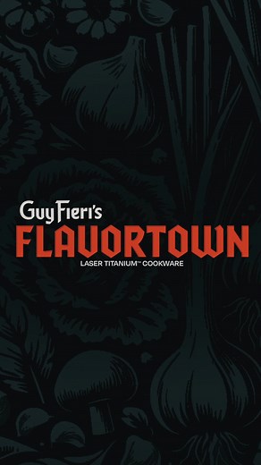 Step up your game with Guy Fieri’s Flavortown Cookware. Engineered with Laser Titanium technology, these pans are 3x stronger than traditional stainless steel and completely chemical-free. Get unmatched durability and non-stick performance that lasts. Whether you're searing, sautéing, or grilling, this cookware delivers professional results every time. | Flavortown Cookware