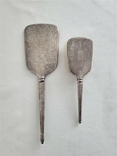 Antique Birks Sterling Silver Vanity Set – 1931 Ornate Hand Mirror & Brush - Etsy