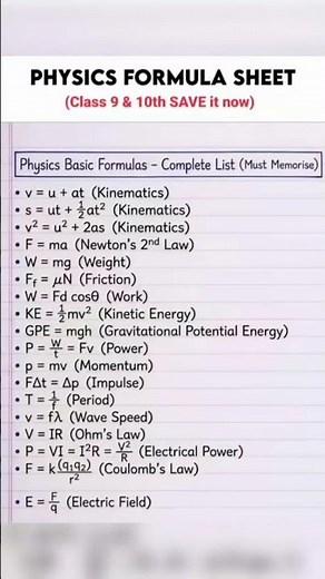 All Physics Formulas for Class 9 & 10 in One Video!