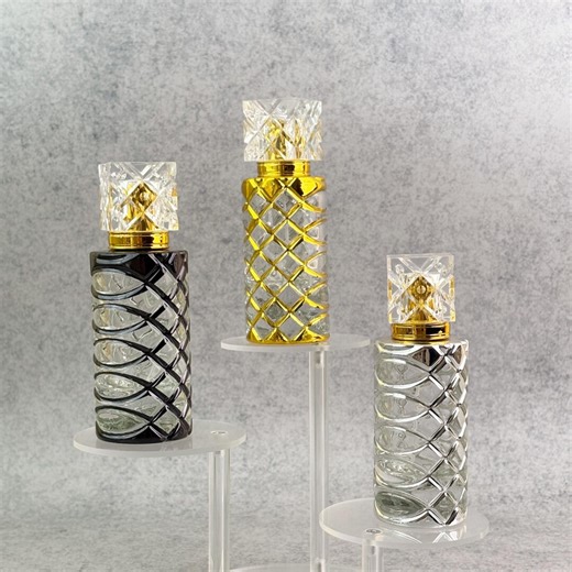 Vintage Glass Fragrance Containers, Perfume Jars, Refillable Luxury Fragrance Decant With Crystal Cap, Gold Silver Black Fine Mist Atomizer - Etsy