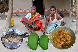 Green Mango Fish curry recipe | tribe village cooking | Tribal village cooking