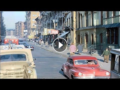 New York 1940s in Color, Chinatown [60fps,Remastered] w/sound design added #Video