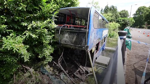 Eastleigh bus crash: Five people in hospital after bus ends up in river