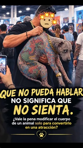 🐾 Esta historia NO ocurrió este año. En junio de 2024, un perro sin pelo mexicano habría sido tatuado con diseños de gran tamaño y colores por todo su cuerpo. El caso volvió a generar indignación en agosto de 2025, cuando el perro fue llevado a la Pet Fair Asia, en Shanghái, donde llamó la atención por sus tatuajes, una cadena dorada y hasta un reloj. Su dueño afirmó ante los asistentes que el perro había sido tatuado sin anestesia y que no sentía dolor. Sin embargo, posteriormente el tatuador 