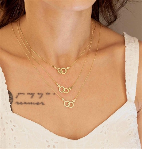 Double Venus Symbol Necklace | Lesbian Pride Gift - Etsy