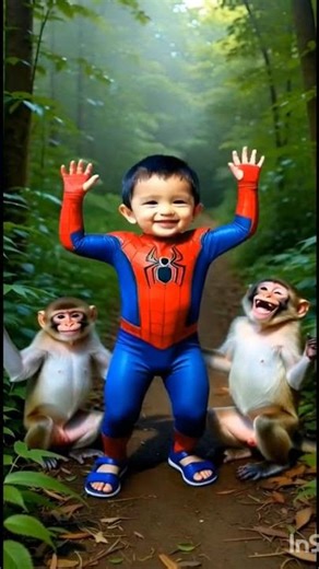 monkey dance #viral Spiderman and monkey dance monkey reel