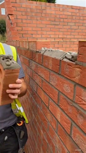 The procces installation brick for building construction