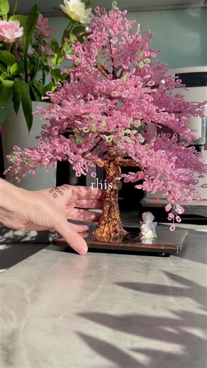 Cherry blossom tree with beads I made 💓✨ #crafts #beadwork #artist | Bead Art