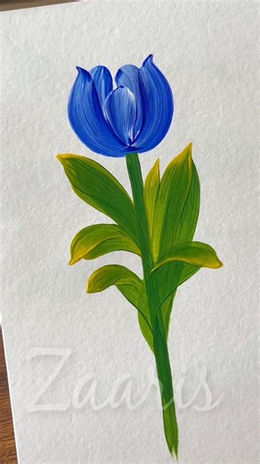 💙BLUE TULIP🌷 flower painting in acrylic 💯🖌️#shorts #viral #tulip #flowerpainting #acrylic #blue