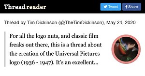 Thread by @TheTimDickinson: For all the logo nuts, and classic film freaks out there, this is a thread about the creation of the Universal Pictures logo (1936 - 1947).…