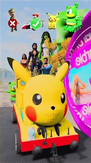 🚧 Bollard vs Groot, Mario, Pikachu & Gummy Bear! 💥 Who Survives? | BeamNG.Drive Shorts