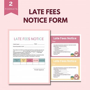 Late Fees Notice Template Editable Canva Form Daycare Preschool Childcare Business Printable Payment Reminder Past Due Letter Invoice Sheet - Etsy