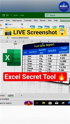 Excel Camera Tool 😱 Live Screenshot | Auto Update Trick in Hindi #Excel #shortviral #spreadsheets
