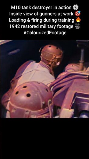 M10 tank destroyer firing inside ⚙️ 1942 training drill 🎯 #Colourized