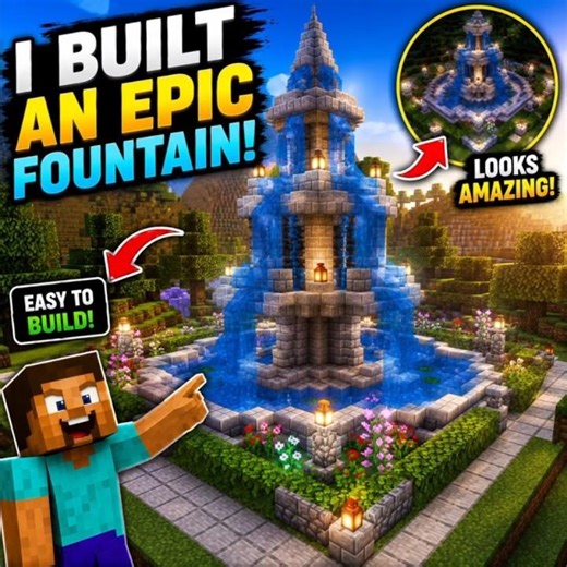 Beautiful Water Fountain Build in Minecraft 😱