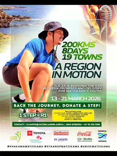 Every step of this walk is about moving closer to what comes next. 🚶🏾‍♂️🌱 Phase One of our Sustainable Agriculture Programme showed what’s possible when young people come together to prepare the land and take responsibility for the future. Now the focus turns to Phase Two, building the greenhouses that will turn the municipal land from the Matzikama Local Municipality into a place of production, learning and opportunity. The Matzikama Green Walk is an invitation for everyone to be part of tha