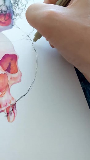 hi I paint bones #watercolor #artprocess #drawing #bonetok #skullart #animaldrawings #hummingbirds #pastelgoth #gothaesthetic