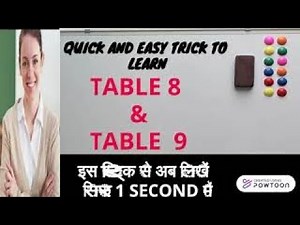Easy and Quick Tricks to learn Multiplication Table of 8 and 9|8 and 9 Times Tables