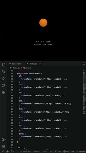 Pure CSS Bouncing 3D Ball Animation 🏀