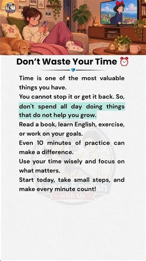 ⏰ Don’t Waste Your Time | Easy English Reading and Speaking Practice | #easyenglish #learnenglish