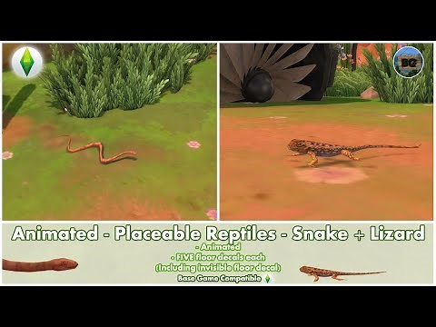 Bakies The Sims 4 Custom Content: Animated - Placeable Reptiles - Desert Snake + Lizard
