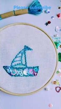 Hand Embroidery Boat with Beads 🪡✨ | Satisfying Craft Art #Shorts