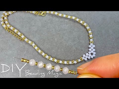 EASY Beaded Necklace Tutorial: How to Make a Beads Necklace with Crystals