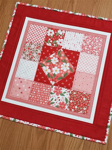 Quilted Valentine’s Day Floral Patchwork Table Topper or Wall Hanging 18.5" - Etsy