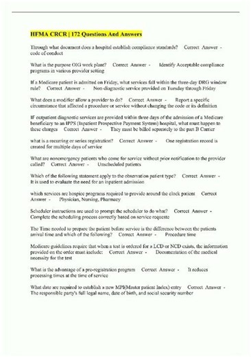 Latest HFMA CRCR 172 Questions And Answers video