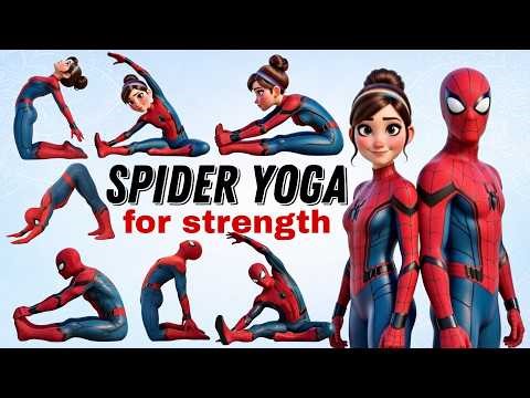 Spider-Man & Spider-Girl Partner Yoga 🕷️ 10-Min Full Body Workout | Flexibile | Strength | Health