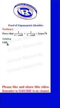 Proof of Trigonometric Identities Problem 1