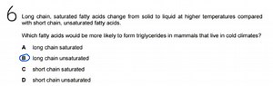 Long chain, saturated fatty acids change from solid to liquid a... | Filo