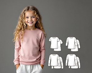 Girls T-shirt Sewing Pattern PDF, Short and Long Sleeve Options, Beginner Kids T-shirt Pattern, Easy Digital Sewing Pattern - Etsy