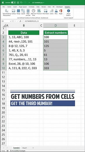Extract numbers (First, Nth, Last or All) from cell in Excel FAST!
