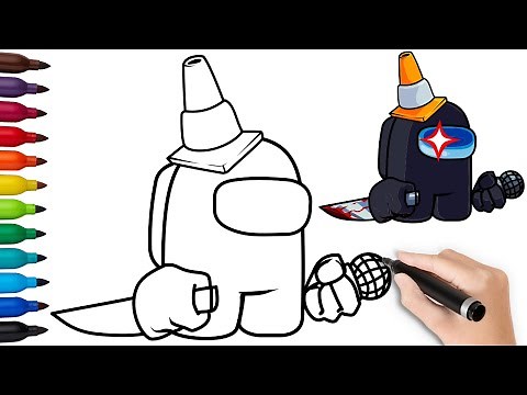 HOW TO DRAW BLACK IMPOSTER | Among Us \\ Friday Night Funkin (FNF) - (Draw & Color)