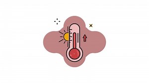 hot Weather temperature thermometer line color animation 2D for summer concept , simple weather icon animated footage motion graphic illustration design