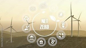 Wind turbines renewable energy, production with clean and renewable energy, view of a wind farm for generating electricity.Net zero concept.Alternative energy.Green energy ..4k video