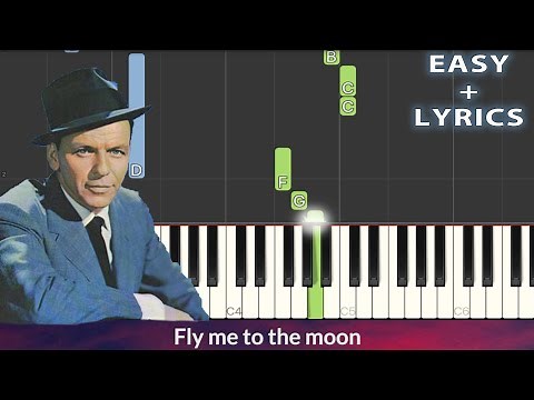 Fly Me To The Moon - Frank Sinatra EASY Piano Tutorial + Lyrics