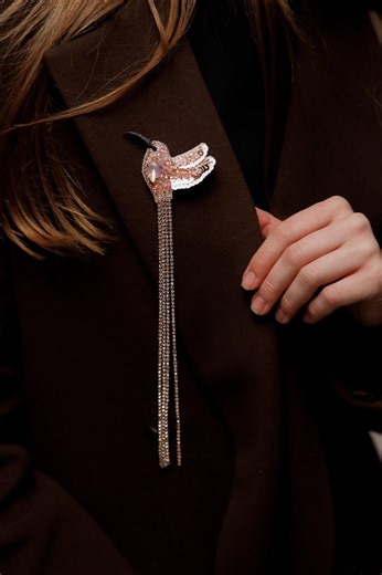 Crystal Hummingbird Brooch With Long Rhinestone Tassel, Statement Bird Pin for Blazer, Elegant Gift for Women - Etsy