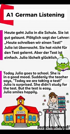 Easy A1 German short story for beginners | In der Schule