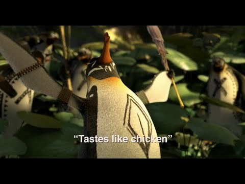 Surf's Up - Chicken Joe offers a squid on a stick to penguin tribe