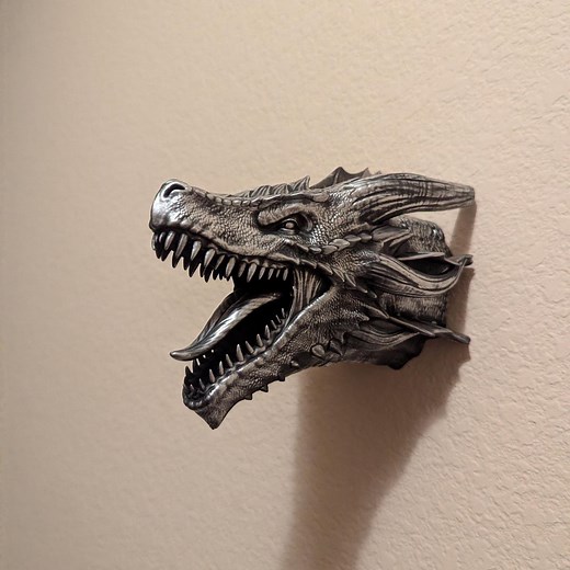 Metallic Dragon Head Wall Mount: Resin Fantasy Decor - Etsy