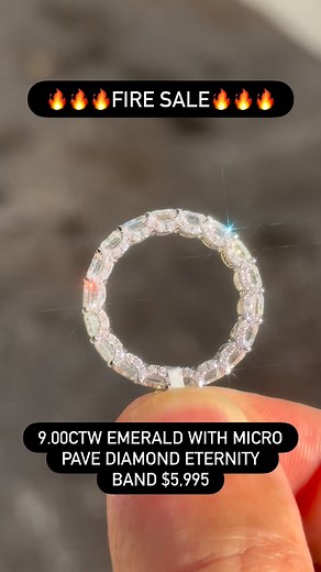 9.00CTW EMERALD WITH MICRO PAVE DIAMOND ETERNITY BAND $5,995 | AlexanderSparks